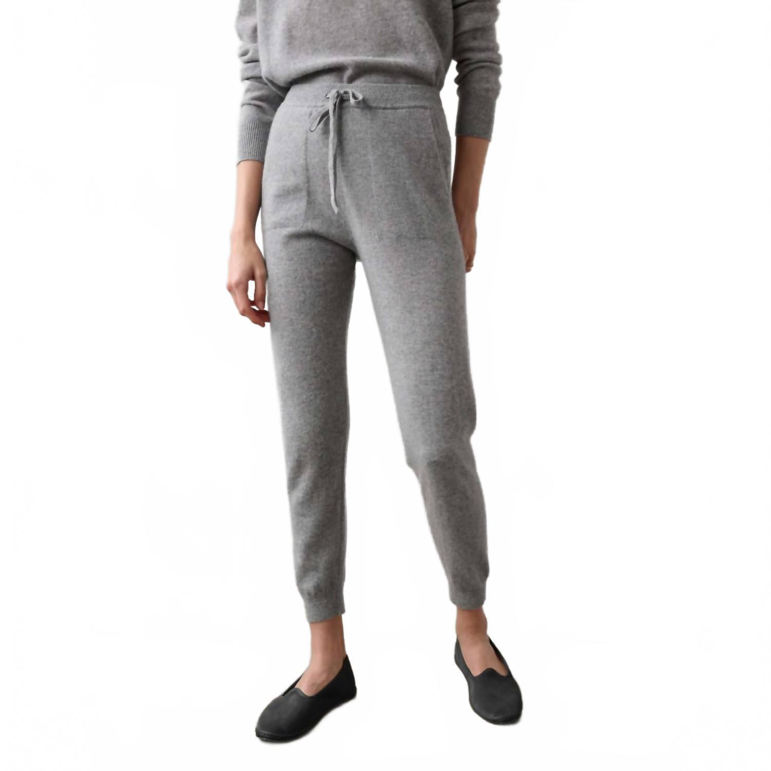 New White + Warren Cashmere Jogger In Grey Heather